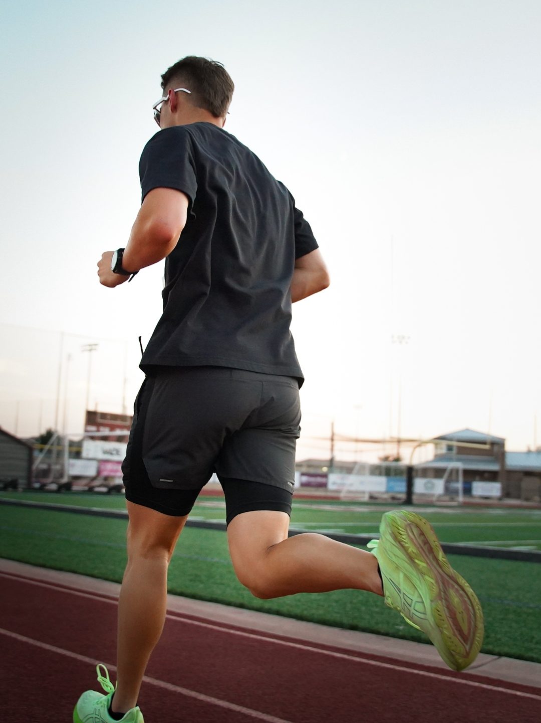 Athlete training at sunset